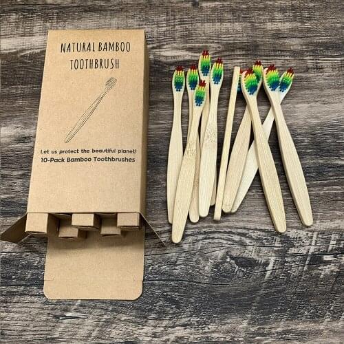 1/10PCS Colorful Toothbrush Natural Bamboo Tooth Brush Set Soft Bristle Charcoal Teeth Eco Bamboo Toothbrushes Dental Oral Care