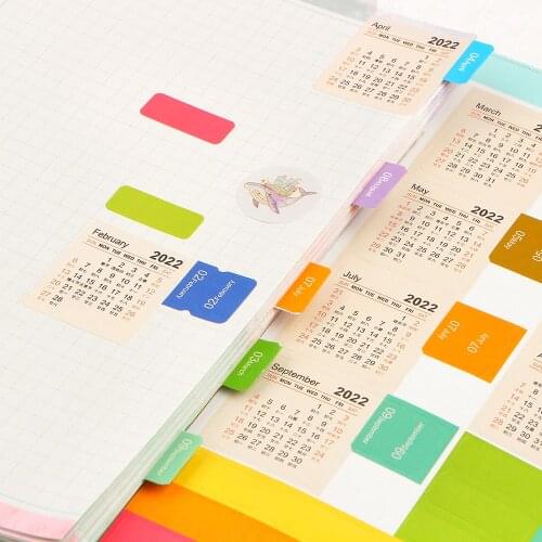 2 Sheets 2021 Year Monthly Calendar Index Page Stickers Bookmark Notebook Agenda Notes Planner Post Label