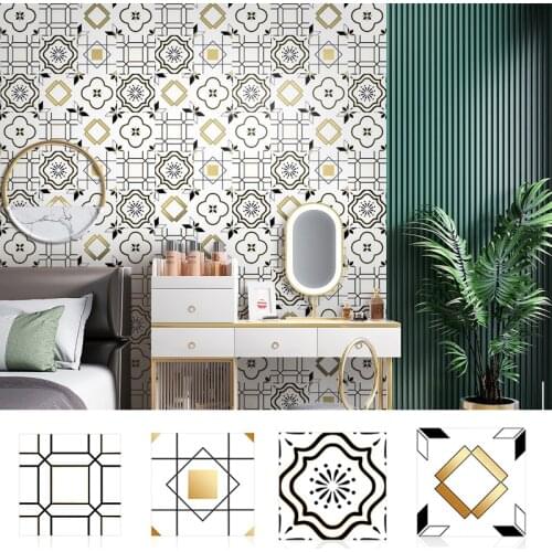 5Pcs Light Luxury Gold-Plated Tile Stickers Living Room And Bedroom Waterproof Self-Adhesive Home Renovation Decoration Stickers