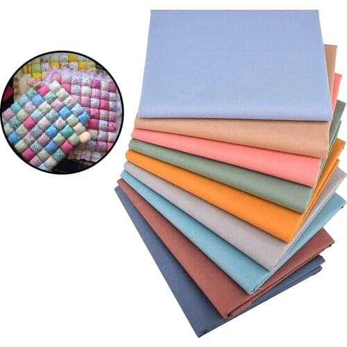9Pcs 100% Plain Cotton Fabric Coloured Squares Bundle for DIY Quilting Patchwork