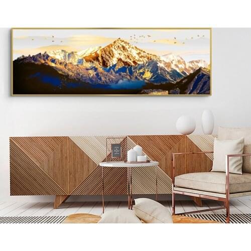 Abstract Golden Mountains Oil Painting on Canvas Posters and Prints Wall Art Pictures for Living Room Cuadros Decor No Frame