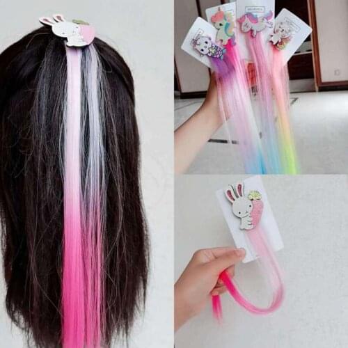 Girls Unicorn Cat Hair Accessories Colorful Bowtie Hair Clips Glitter Wings Hair Bows Princess Kids Long Wig Hairpins Hairband