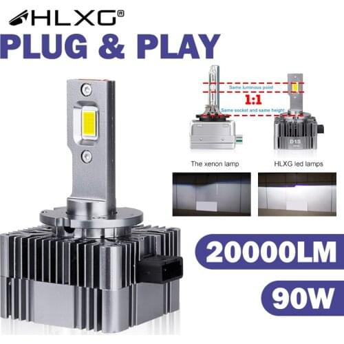 HLXG 20000LM D1S D3S LED Lamp Plug and Play D8S D1R D3R Car LED Headlight LED 1:1 Xenon size 90W White Auto Bulb Conversion Kit