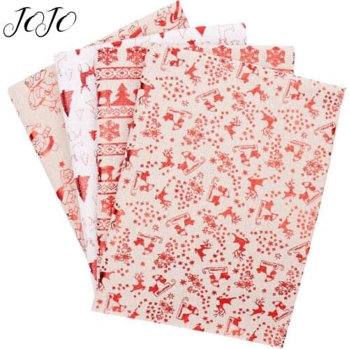 JOJO BOWS 45*145cm 1pc Christmas Bronzing Hemp Fabric For DIY Craft Santa Claus Tree Elk Sled Printed Sheet For Party Decoration