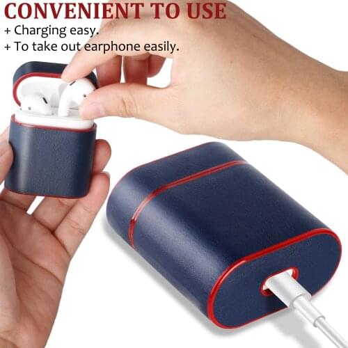 Headphone Case Cover for Apple AirPods Charging Protective Bluetooth wireless Headphone bag Genuine Leather Earphone Cases Boxes