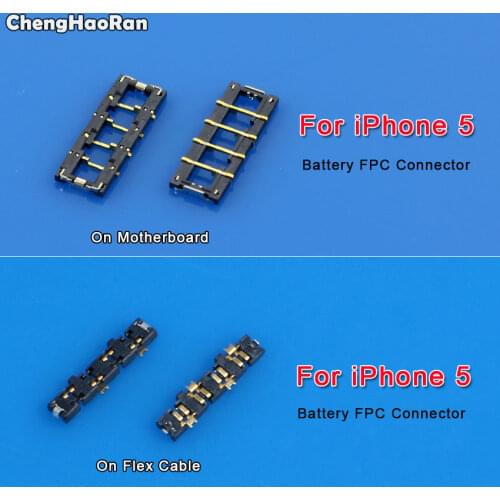 ChengHaoRan 1Piece FPC Charger Battery Connector Plug Clip On Mainboard Flex Cable For iPhone 5 5G