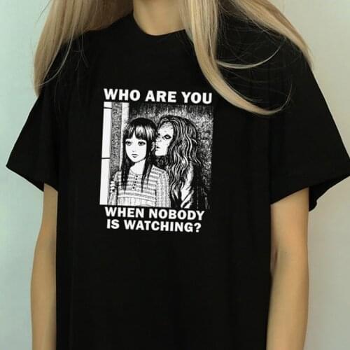 Who Are You Tomie Junji Ito T Shirt Women Japanese Horror Manga Anime Gothic Tshirts Cotton Short Sleeve Tee Cute Grunge Top
