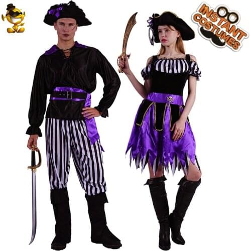QLQ Adult Couple Pirate Costume Role Play Carnival Costume Cosplay Dress up Halloween Men&Women Pirates Costume