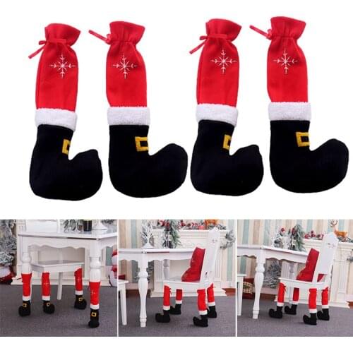 Creative Christmas Chair Leg Covers Reusable Santa Socks Table Feet Cover Practical Xmas Party Decoration for Home Bar B2Cshop