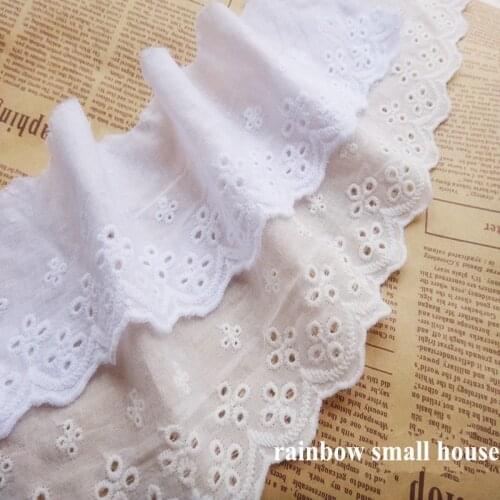 10 yards 8cm width White Cotton Lace Fabric Beautiful Flower Venise Clothing Lace Trim Fabric Sewing Craft -QX