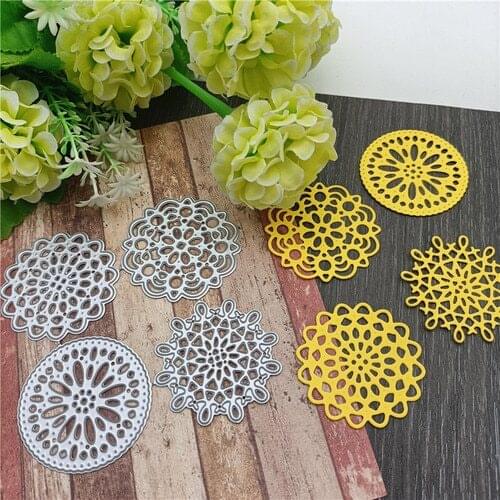 4Pcs Round shape lace Metal Cutting Dies Stencil Die Cut Scrapbooking christmas Craft Stamps and dies2021 New cutting dies