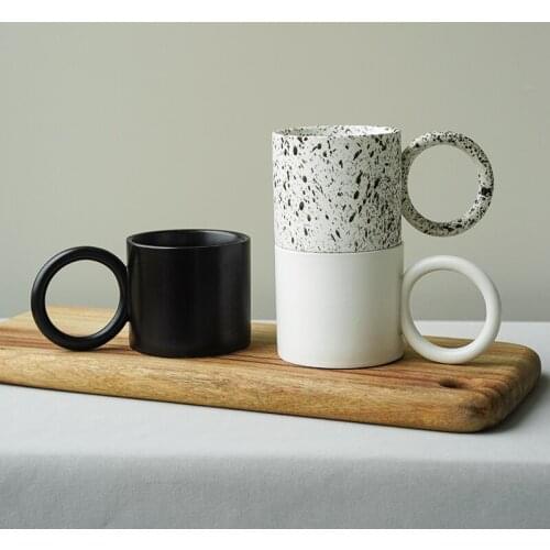 Nordic mugs with large round handle, ceramic, creative, splash, paint, present for the decoration of the house, mother or