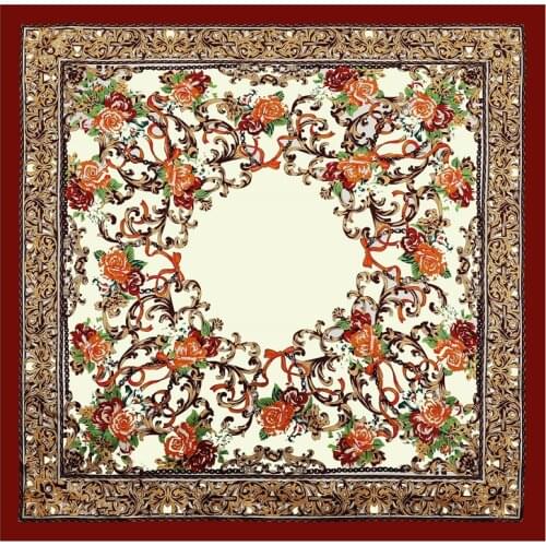 90cm Square Scarf Silk Women Shawl Fashion Print Head Wraps Lady Bandana Neckerchief Headband Hair Hijab Female Foulard Summer