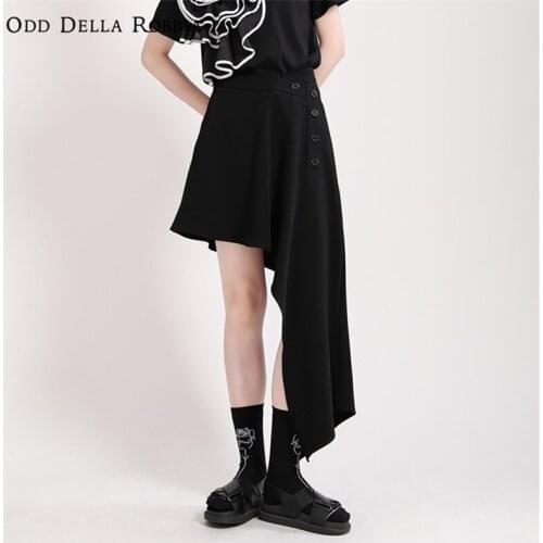 OddDellaRobbia Summer Japanese New Personality Asymmetric Tailoring Mini Skirt Single Breasted Cross High Waist Casual Women2034