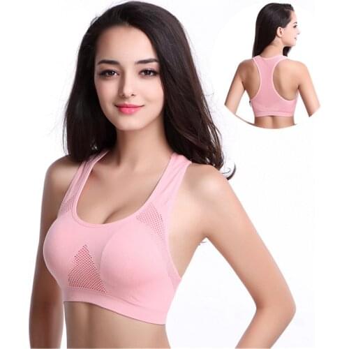 HOT sale Hollow Back Breathable Female Fitness Bra Seamless Steel Ring Outdoor Solid Color Bra Shock-proof Gathering Women Bra
