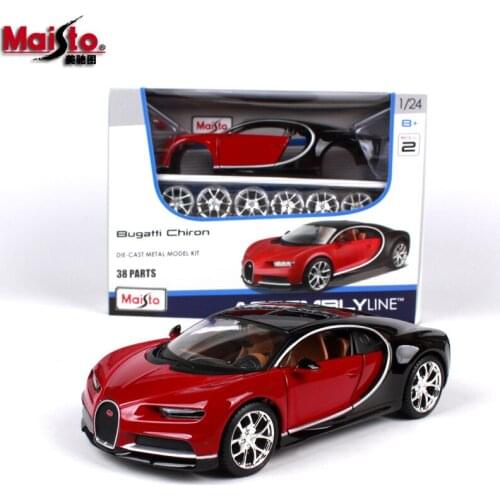 Maisto 1:24 Bugatti Chiron Red DIY Assembled Diecast Model Alloy Car Collectible Original Box Kids Toy Gifts Free Shipping