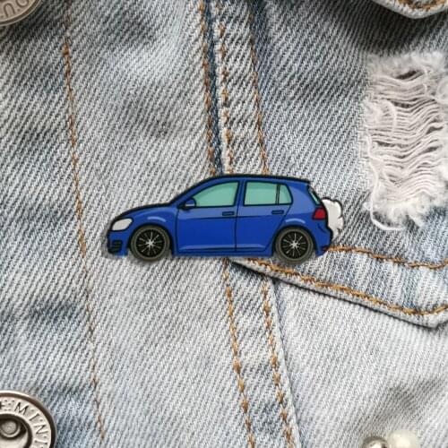 Fashion Vintage Pins Small Blue Car Brooch Backpack Clothes Lapel pin Scarf Buckle Acrylic Jewelry Badges Gift for Friends Kids