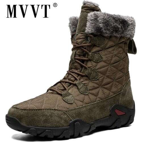 Plus Size Genuine Leather Boots Men Snow Boots Outdoor Super Warm Winter Men boots High Mid-Calf Keep Warm botas hombre