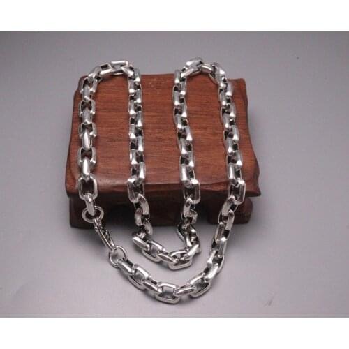 New Pure Solid 925 Sterling Silver Necklace 8mm Oblong Rolo Link Chain Necklace 22.04"L