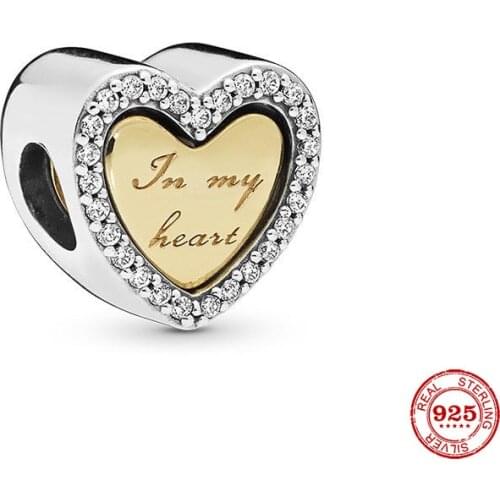 New Original Silver Color In My Heart Bead Fit European Pandora Charms Bracelet Bangles Diy Jewelry P193