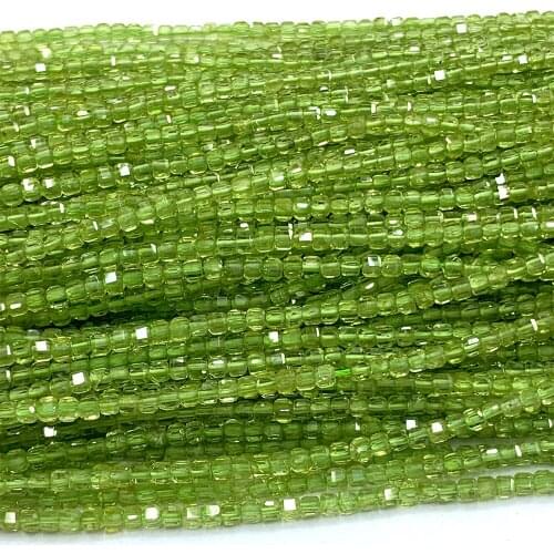 Veemake Peridot Natural Stones Charms Gemstones DIY Necklace Bracelets Earrings Edge Cube Faceted Beads For Jewelry Making 07191