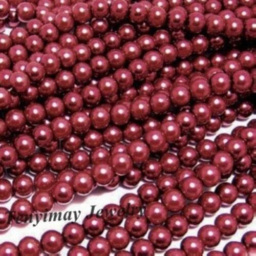 Wholesale 5 Strands 8mm Dark Red Glass Imitation Pearl Loose Beads For DIY