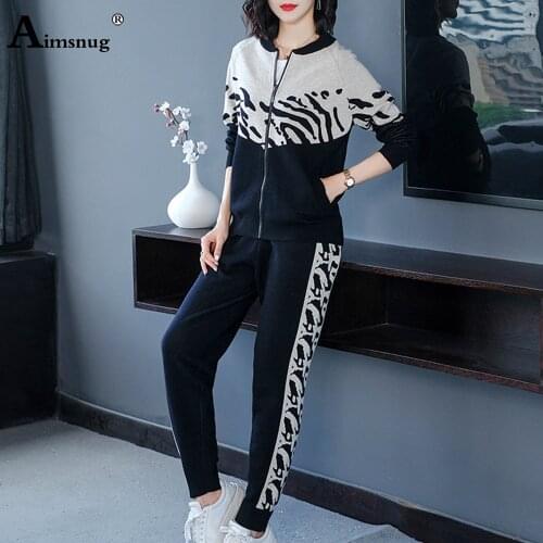 2020 Autumn Japanese Style Tracksuit Womens Zipper Top And Long Pants Set Two Piece Outfits Knitted Women Clothes 2Pcs sets
