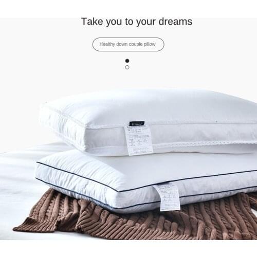 White Goose Feather Cotton Down Pillow Famous Hotel Pillow Adult Single White Goose Down Three-dimensional Down Pillow Wedding
