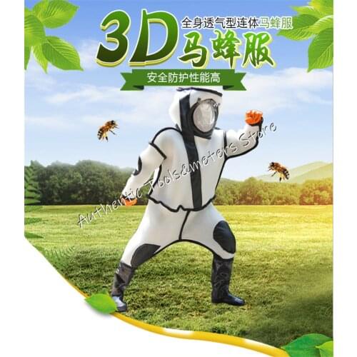 Full Body Beekeeping Bee Keeping Suit w/ Leather Gloves Hornet clothing anti-bee clothing breathable jumpsuit