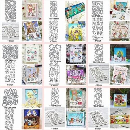 Merry Christmas Animals Santa Deer Tree Elf Letter Winter Metal Cutting Dies Matc Clear Silicone Stamps Make New Card 2020 Die