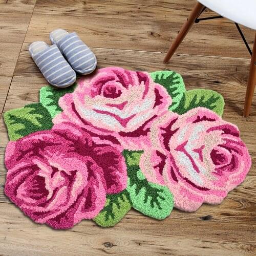 Rose Carpet Floor Mat Pink Color Printing Flower Rug Kitchen Area Rugs Modern Living Room Decor 60x80cm