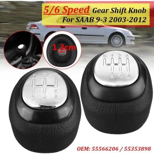 For SAAB 93 9-3 2003 04 05 06 07 08 09 10 11 2012 1 Pcs Leather Gear Shift Knob Head Stick Replacement 55566206 55353898 Chrome