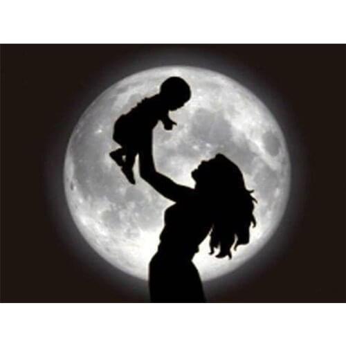 Needlework Diy diamond painting mother and baby in the moonlight sets embroidery cross stitch rhinestone pasted painting crafts