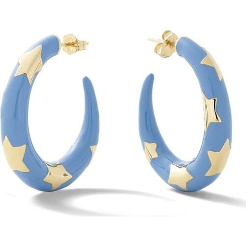 Alloy Earrings Stars Dropped Colorful C-shaped Creative Earrings Womens Jewelry Dance Birthday Anniversary Valentines Day Gift