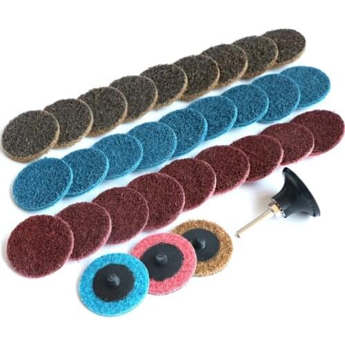 2"Inch Roloc Quick Change Sanding Disc Roll Lock Surface Polishing Pad 30pcs R Type w/Mandrel for drill 50mm Nylon