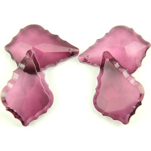 Middle Purple 38MM/50MM/63MM/76MM K9 Optical Crystal Maple Leaf Prism Ornament Glass Pendant For Lighting Decoration