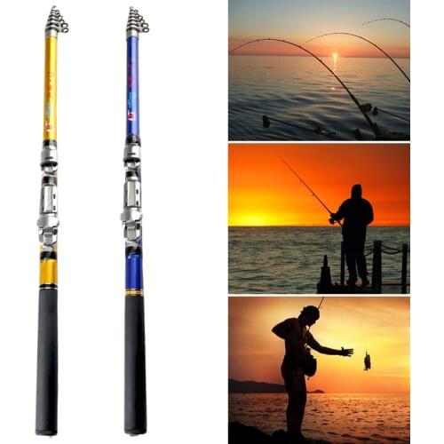 Portable Sea Fishing Rod Pole Carbon Fiber 1.8/2.1/2.4/2.7/3.0m Telescopic Spinning Reel Fish Tackle EDF88