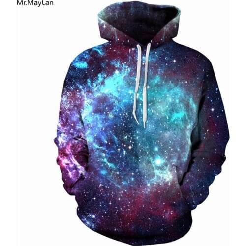 Mr.MayLan Fashion Space Galaxy 3D Print Hoodies with Big Pocket Men/women Streetwear Hooded Sweatshirts Thin Hoody Outwear Tops