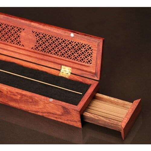 Vietnam Rosewood Incense Burner with 40pcs Vietnam 5A Oud Incense Sticks Drawer Container for Living Room Office Home Decor