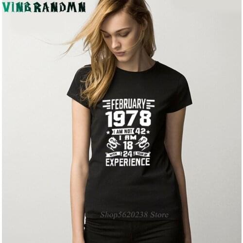 Vintage Legends are born in February 1978 Memorial Printed T Shirt Ladies Retro Motherss Day T-shirt Mom Birthday Tops Tee