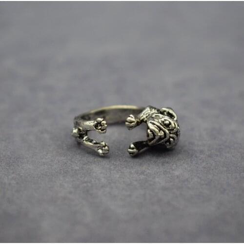 Vintage Pug Rings Fashion Retro Style Adjustable Pug Rings For Women Men Pug Jewellery