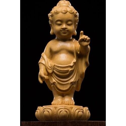 10CM Wood Buddha Statue Atistic Shakyamuni Craft Bodhisattva Car Character Wood Home Decoration