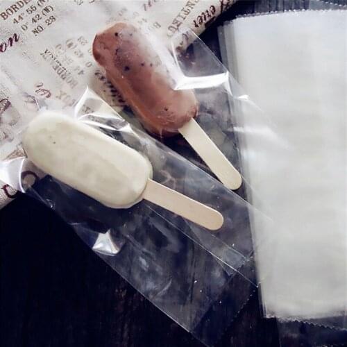 100pcs/set Transparent Ice Cream Plastic Bag Popsicle bag Cake Bread Chocolate DIY Packaging