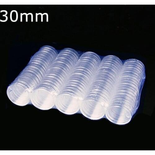 100 Pieces 30mm Clear Plastic Protector Capsules Containers case For Token Board Game Coin Collection Holder Boxes
