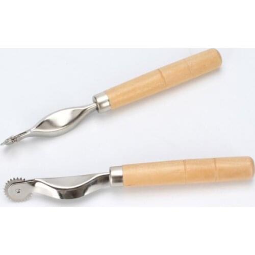 200pcs Sewing Tool Kit with Wood Handle Practical Serrate Edge Pattern Tracer Tracing Wheel Tailor Stitch Marker