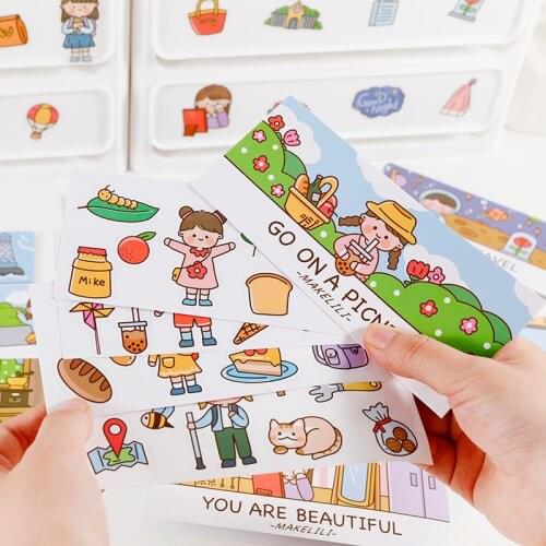 4 pcs/lot Kawaii Travel Stationery Stickers Paper Cute Diary Journal Scrapbooking Decorative Sticker Korean School Supplies