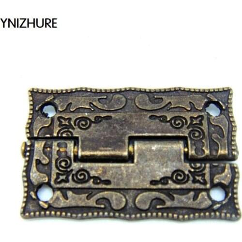 50pcs 36*23mm Promotion New Bisagras Para Muebles Blum Alloy Hinge Antique Wooden Stamp Small Box Hardware Door Furniture