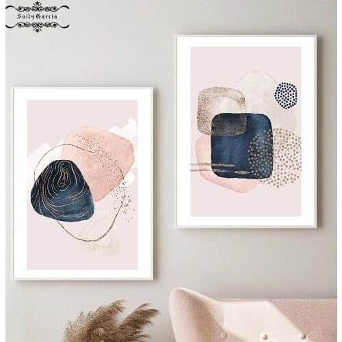 Abstract Geometric Art Poster Blush Pink Graffiti Canvas Pictures Nordic Wall Art Interior Paintings for Living Room Home Decor