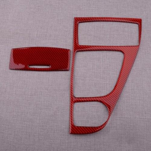 Car Red Carbon Fiber Console Gear Shift Box Panel Ashtray Cover Trim LHD Fit For Infiniti Q50 Q60 2015 2016 2017 2018 2019 2020