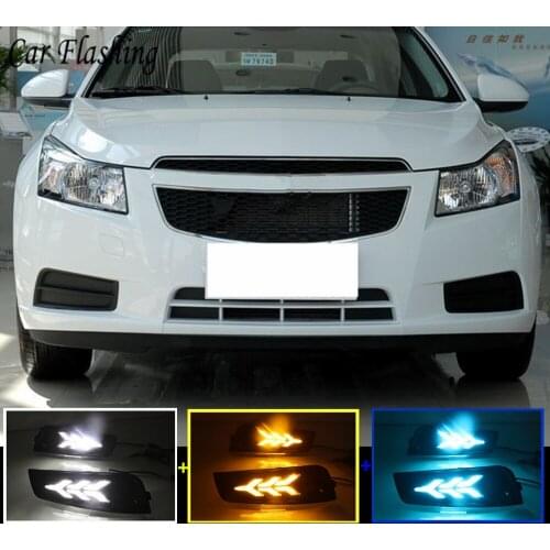 Car flashing For chevrolet cruze 2009 2010 2011 2012 2013 2014 DRL Daytime Running Light fog lamp cover with yellow turn signal